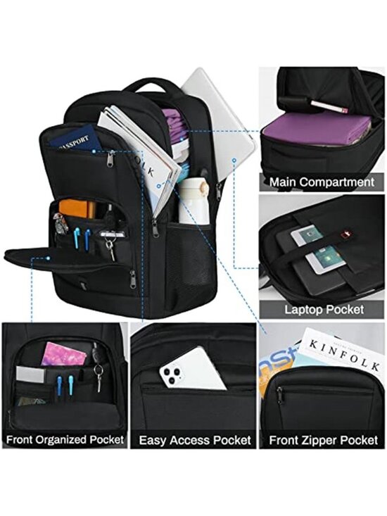 17 inch laptop backpack tsa and many compartments ProEtrade Travel Backpack, Extra Large Business Anti Theft Approved College Work Computer Bag Fits Laptop with USB Charging Port for Women Men(Black) : Electronics while side zippered pockets provide additional storage space Overland 17" TSA Computer Backpack